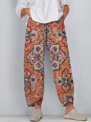 

Ethnic Loose Casual Long Pants, Multicolor, Pants
