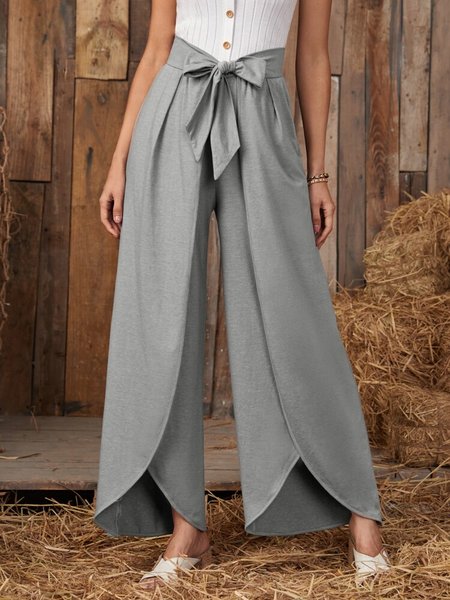 

Plain Regular Fit Fashion Pants, Gray, Pants