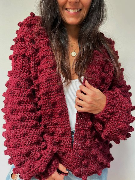 

Christmas plain holiday cardigans plus size, Wine red, Sweaters