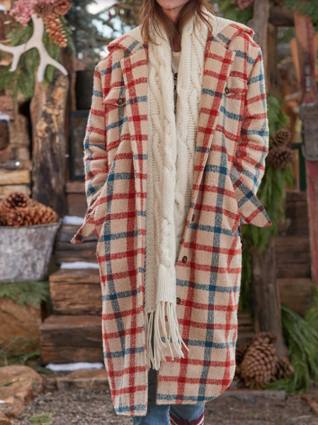 

Plaid Hoodie Casual Overcoat, Multicolor, Outerwear