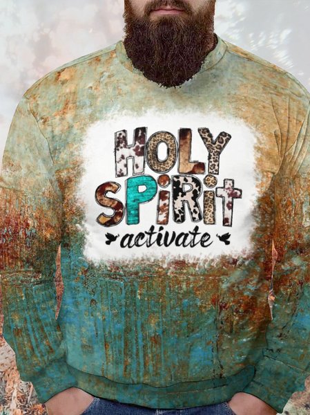 

Men's Holy Spirit Activate Crew Neck Loose Casual Sweatshirt, As picture, Hoodies&Sweatshirts