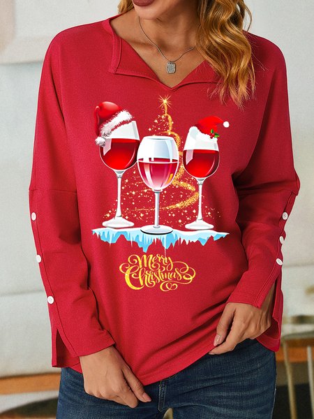 

Women Wine Christmas Simple Sweatshirt, Red, Hoodies&Sweatshirts