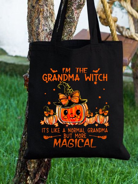 

I‘m The Grandma Witch It's Like A Normal Grandma But More Magic Halloween Graphic Shopping Totes, Black, Bags