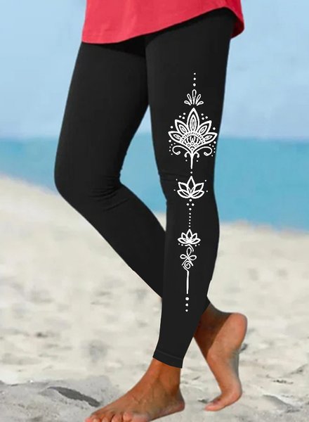 

Womens Casual Print Leggings, Black, Leggings