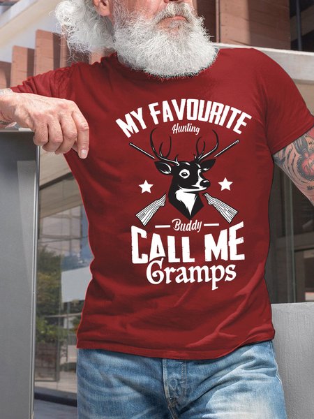 

Lilicloth X Jessanjony My Favourite Hunting Buddy Call Me Gramps Men's T-Shirt, Red, T-shirts
