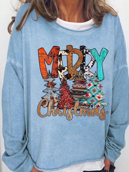 

Womens Marry Christmas Casual Sweatshirt, Light blue, Hoodies&Sweatshirts