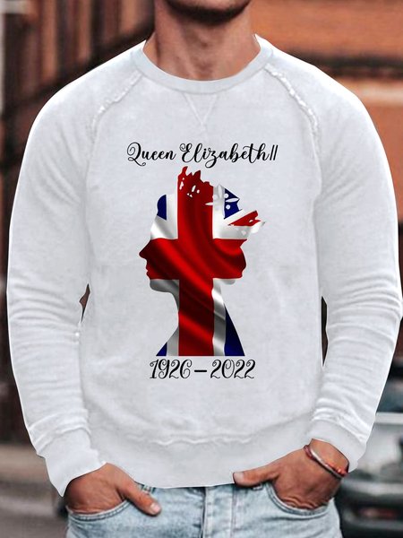 

Men's Rip Queen Text Letters Crew Neck Cotton-Blend Sweatshirt, White, Hoodies&Sweatshirts