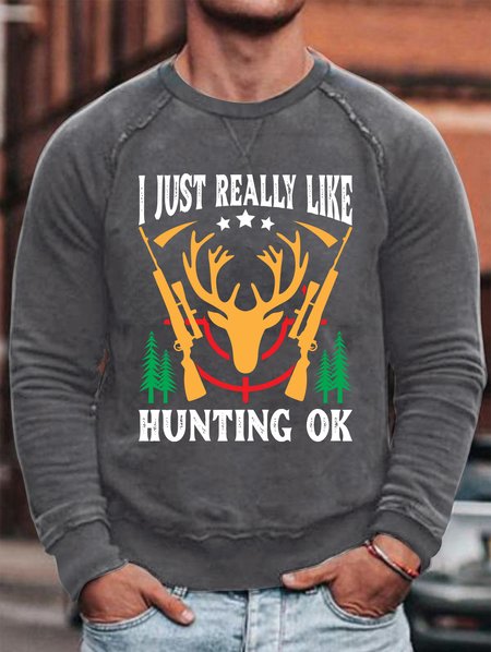 

Lilicloth X Jessanjony I Just Really Like Hunting OK Men's Sweatshirt, Gray, Hoodies&Sweatshirts