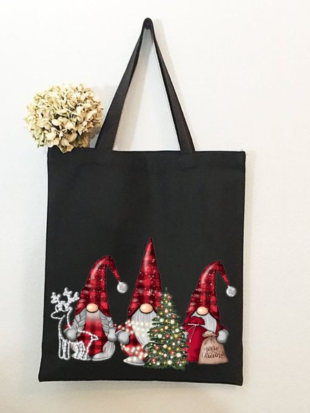 

Christmas Gnomes Shopping Tote, Black, Women's Bags