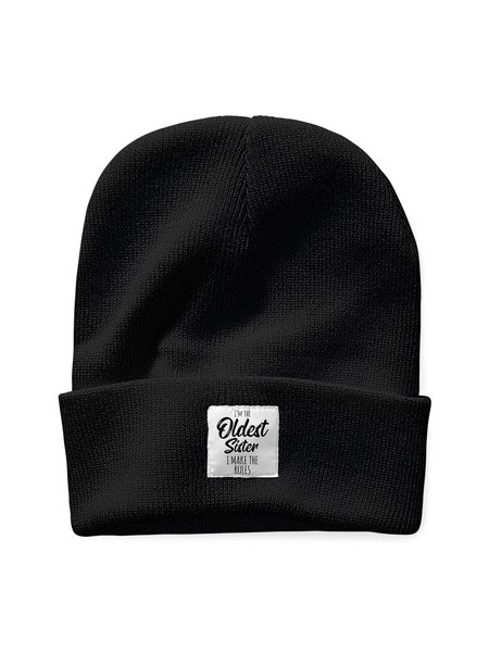 

I’m The Oldest Sister Family Text Letter Beanie Hat, Black, Hats
