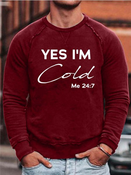 

Men I’m Cold Letters Loose Simple Sweatshirt, Red, Hoodies&Sweatshirts
