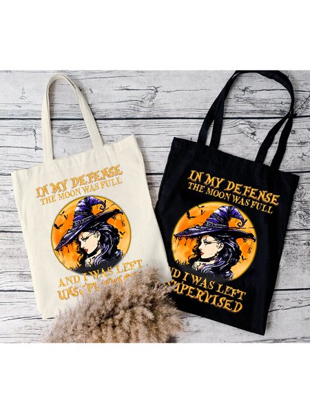 

In My Defense The Moon Is Full Shopping Totes, White, Bags