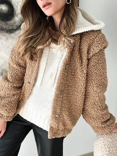 

Lambswool Casual V Neck Jacket, Camel, Outerwear