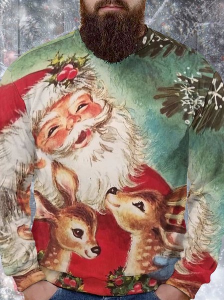 

Men's Full-Length Santa Claus Print Christmas Casual Sweatshirt, As picture, Hoodies&Sweatshirts