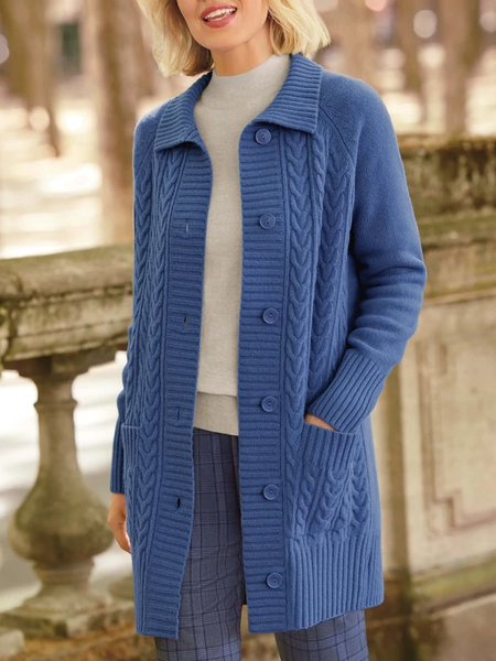 

Wool/Knitting Shawl Collar Casual Sweater Coat, Blue, Cardigans