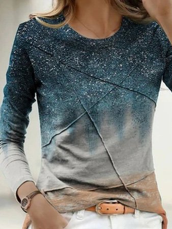 

Casual Ombre Crew Neck T-Shirt, Multicolor, T-Shirts