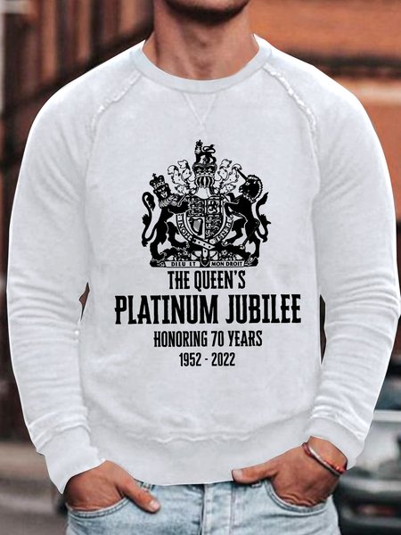 

Men's Rip The Queen'S Platinum Jubilee Honoring 70 Years Loose Casual Crew Neck Sweatshirt, White, Hoodies&Sweatshirts