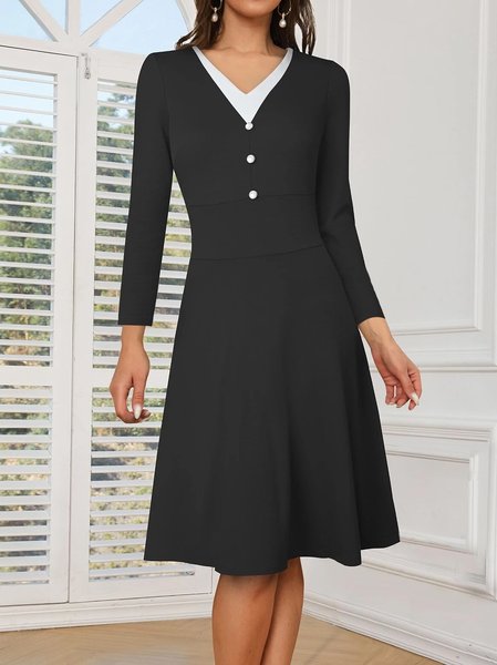 

Regular Fit Cotton-Blend Casual Dresses, Black, Midi Dresses