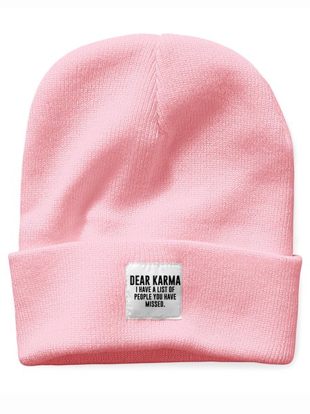 

Dear Karma Text Letter Beanie Hat, Pink, Hats
