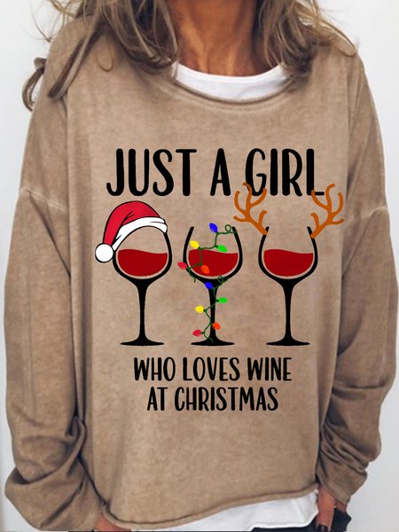 

Womens Christmas Wine Casual Sweatshirts, Light brown, Hoodies&Sweatshirts