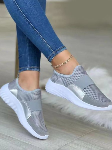 

Summer Lightweight Soft Sole Breathable One-Push Cushioning Sports Running Shoes, Gray, Sneakers