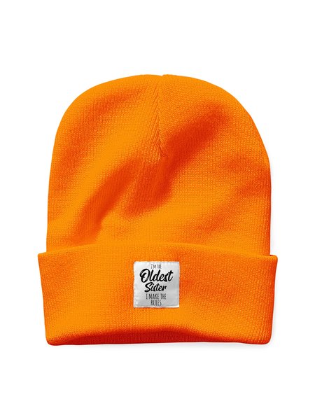 

I’m The Oldest Sister Family Text Letter Beanie Hat, Orange, Hats