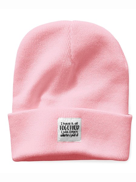 

I Have It All Together Text Letter Beanie Hat, Pink, Hats