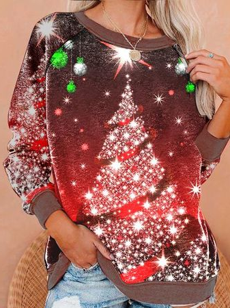 

Casual Christmas Crew Neck Sweatshirts, Red, Hoodies & Sweatshirts
