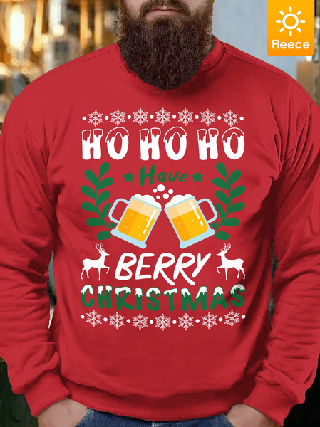 

Lilicloth X Jessanjony Ho Ho Ho Have Beery Christmas Men's Fleece Sweatshirt, Red, Hoodies&Sweatshirts