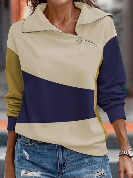 

Color Block Zipper Long sleeve Sweatshirts, Multicolor, Hoodies & Sweatshirts