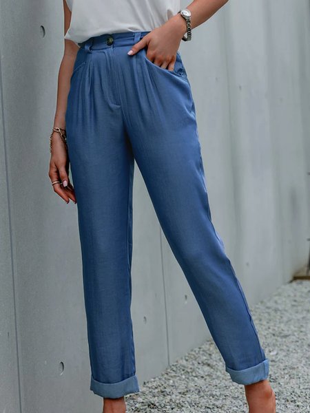 

Tencel denim straight Pants Plus Size, Denim blue, Pants