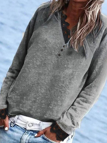 

Plain Regular Fit Casual Tops, Gray, Tops