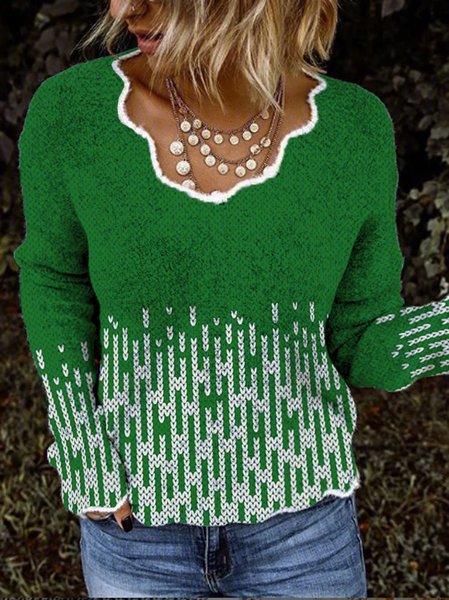 

Casual Wool/Knitting Crew Neck Sweater, Green, Sweaters & Cardigans