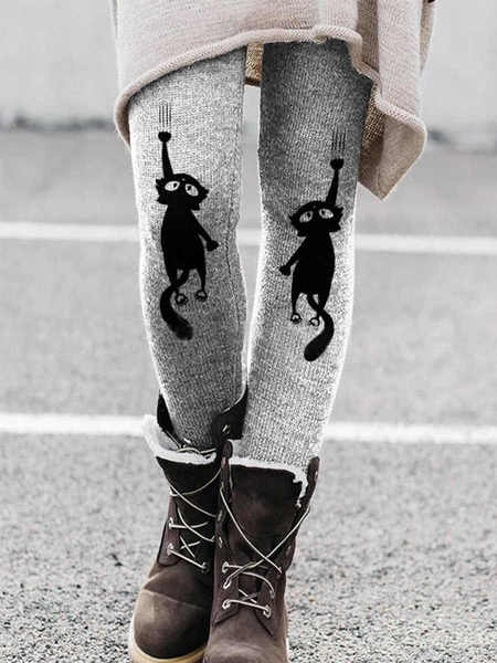 

Cat Casual Regular Fit Leggings, Gray, Leggings