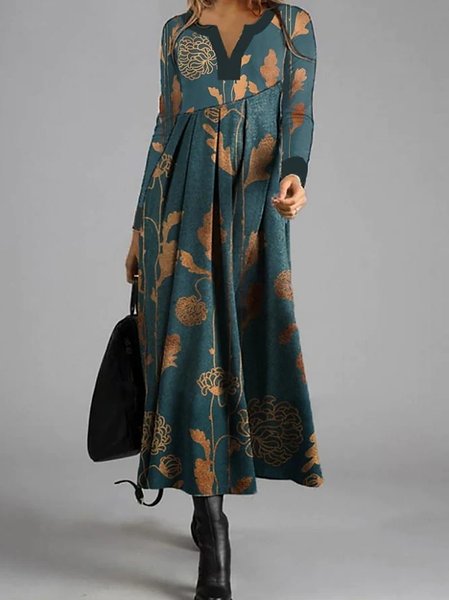 

V Neck Floral Loose Dresses, Multicolor, Dresses