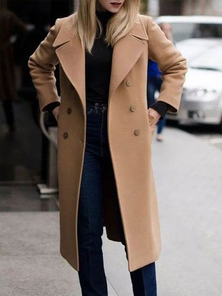 

Long sleeve Regular Fit Lapel Collar Overcoat, Camel, Coats