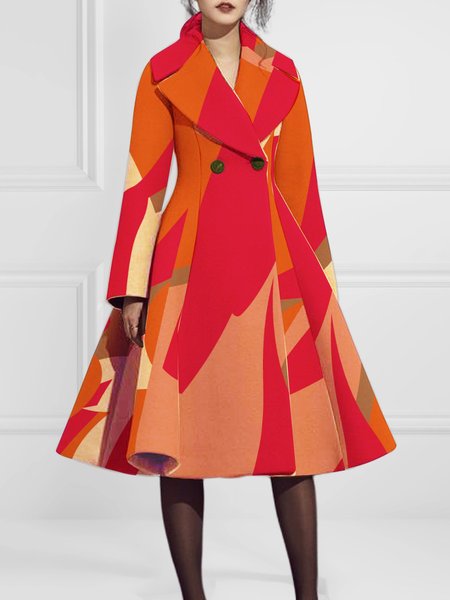 

Regular Fit Long sleeve Shawl Collar Overcoat, Orange red, Coats