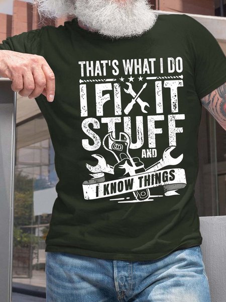 

Men I Fix Stuff I Know Things Tools Crew Neck T-Shirt, Darkgreen, T-shirts