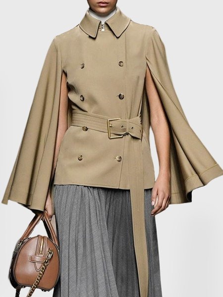 

Daily Long sleeve Urban Regular Fit Shirt Collar Jacket, Khaki, Jackets