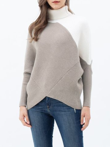 

Acrylic Turtleneck Plain Sweater, Gray, Pullovers