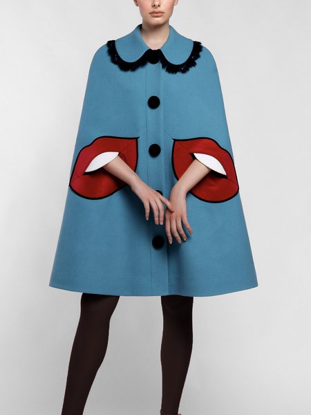 

Elegant A-Line Loosen Shawl Collar Overcoat, Blue, Coats