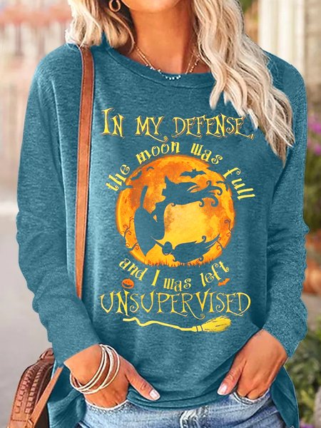 Womens Funny Halloween Casual Top, Green, Long sleeves