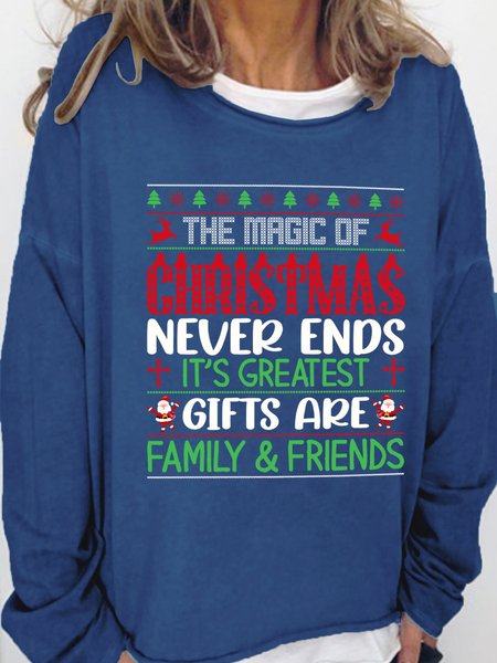 

Lilicloth X Abu The Magic Of Christmas Never Ends It's Greatest Gifts Are Family And Friends Women's Sweatshirt, Deep blue, Hoodies&Sweatshirts