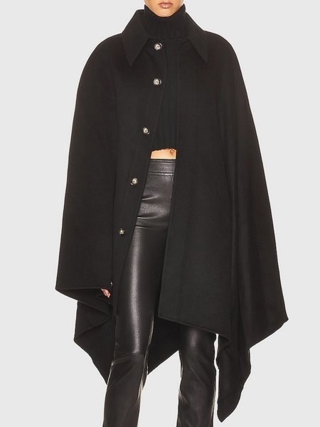 

Shirt Collar Daily Long sleeve Urban Regular Fit Plain Jacket, Black, Jackets