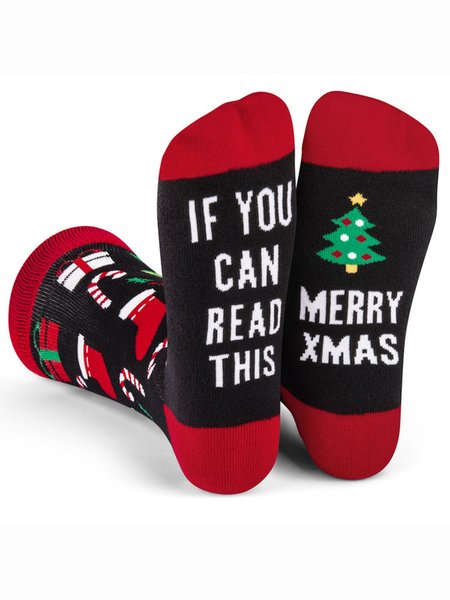 

Wish You A Merry Christmas Over The Calf Socks, Color1, Socks
