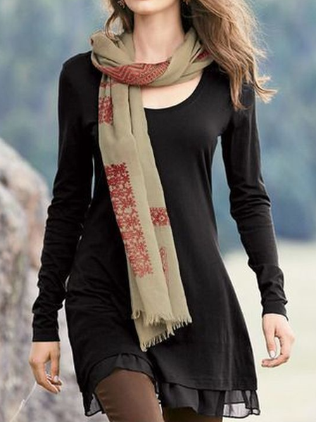 

Crew Neck Regular Fit Casual Dresses, Black, Dresses