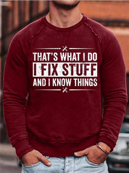 

Men I Fix Stuff I Know Things Simple Text Letters Sweatshirt, Red, Hoodies&Sweatshirts