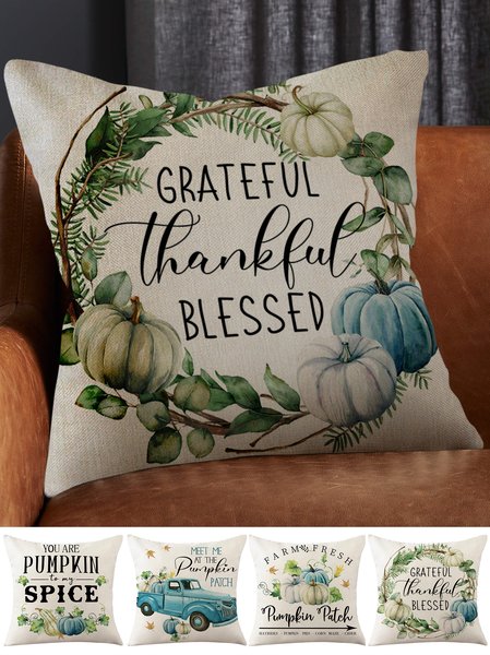

Banquet Party Harvest Season Pumpkin Flower Vine Leaf Letter Print Home Pillowcase 45*45, Color4, Home & Garden & Decorations