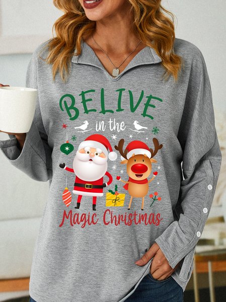 

Lilicloth X Jessanjony Believe In The Magic Christmas Women's Shawl Collar Sweatshirt, Gray, Hoodies&Sweatshirts