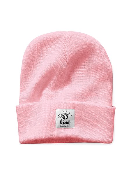 

Be Kind To The Text-print Knitted Hat, Pink, Hats